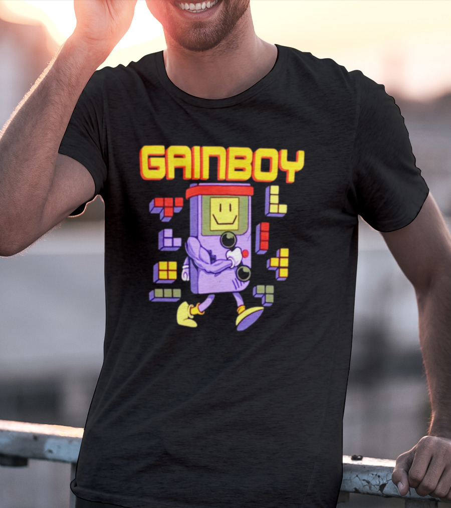 Gainboy Retro Game Character Blocks Fun T-Shirt