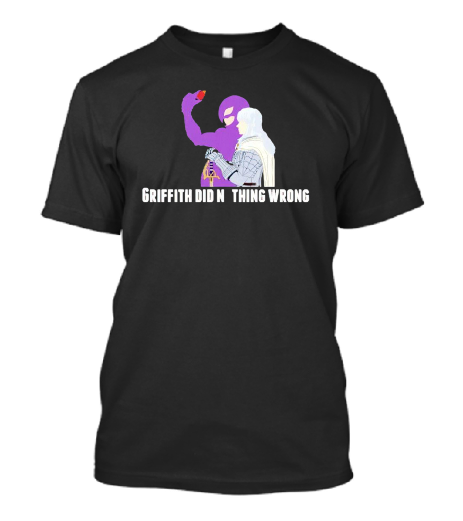 Griffith Did Nothing Wrong Berserk Fandom Eclipse Symbol Purple And White Armor Figure T-Shirt