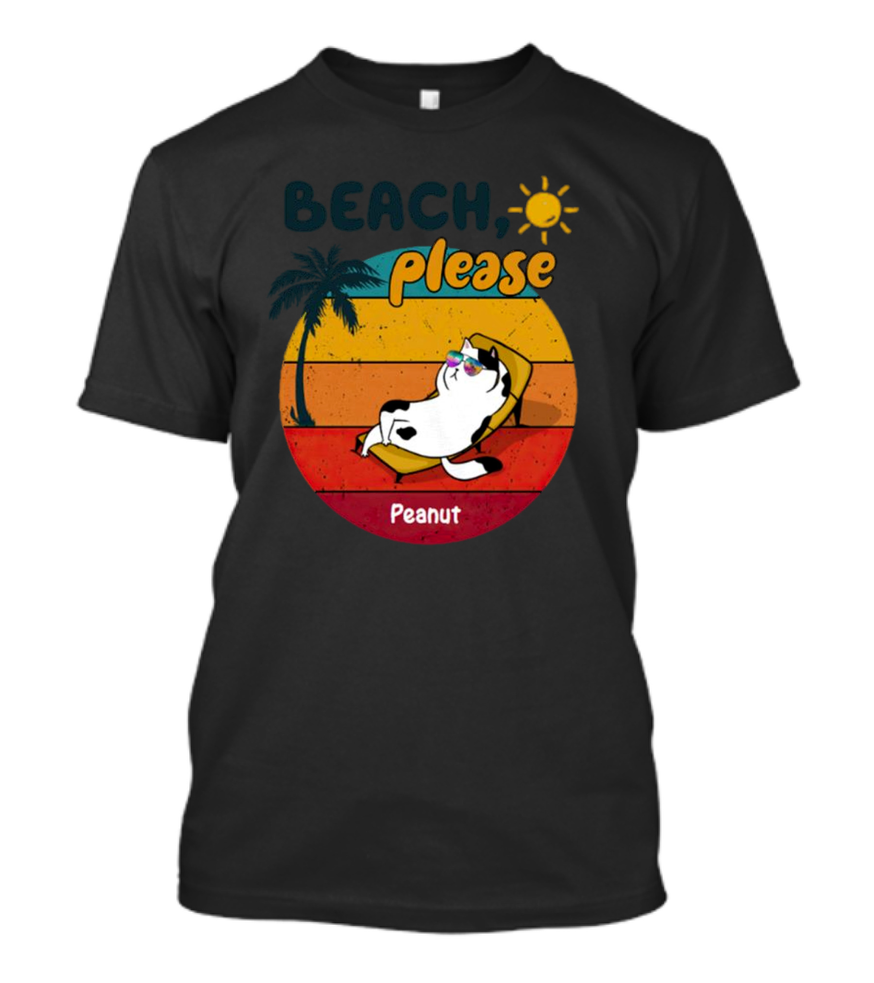 Beach Please Cat Summer Personalized Peanut T-Shirt