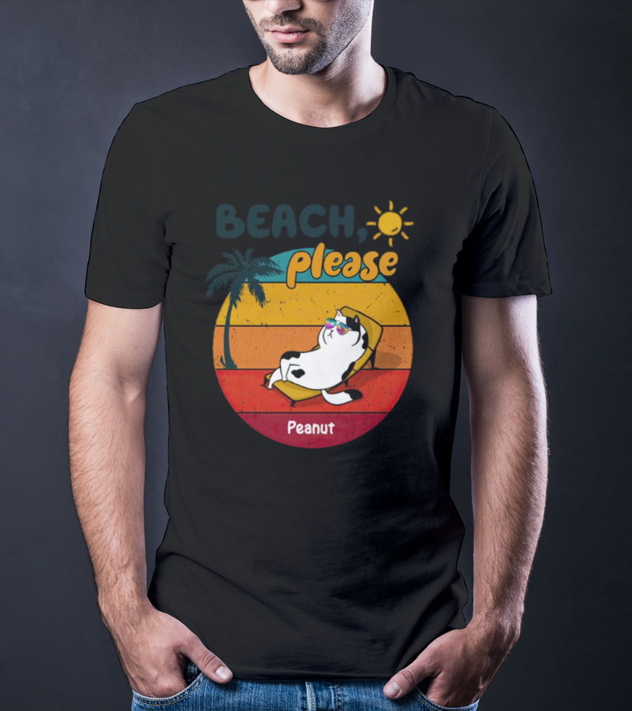 Beach Please Cat Summer Personalized Peanut T-Shirt