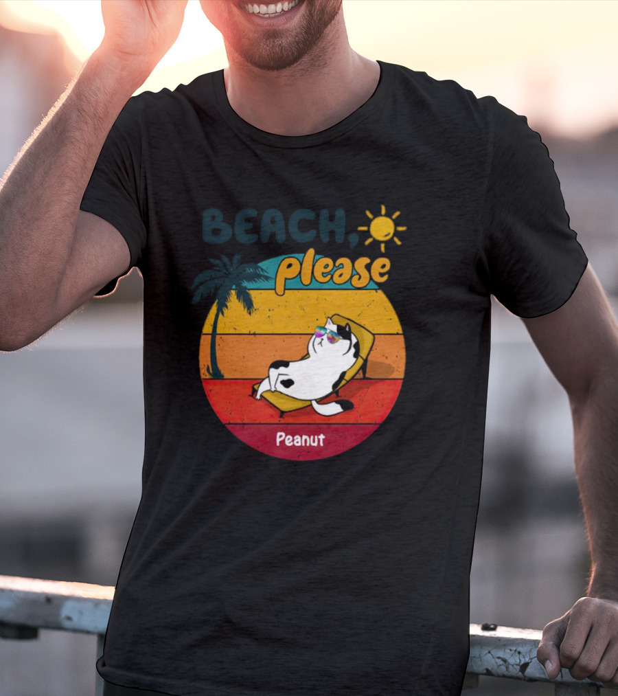 Beach Please Cat Summer Personalized Peanut T-Shirt