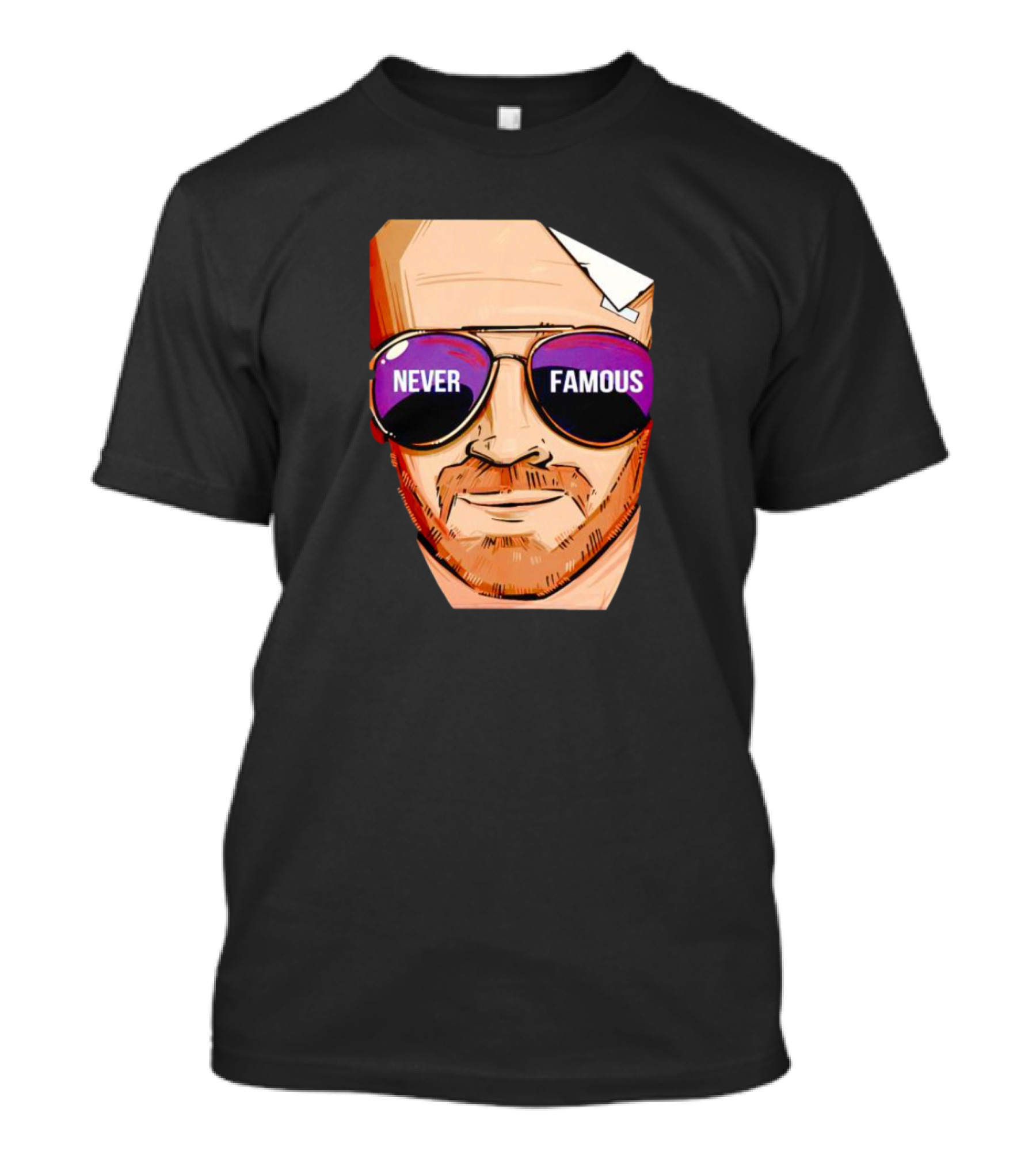 Never Famous Sunglasses Face Artwork Reflection T-Shirt