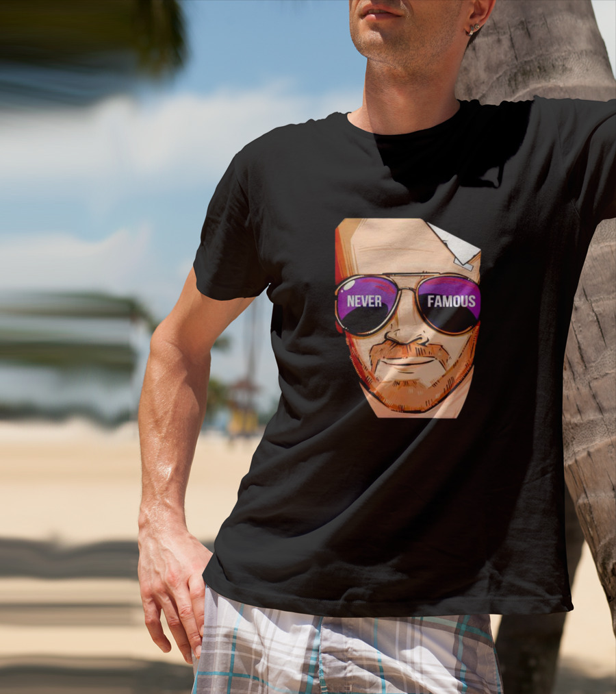 Never Famous Sunglasses Face Artwork Reflection T-Shirt