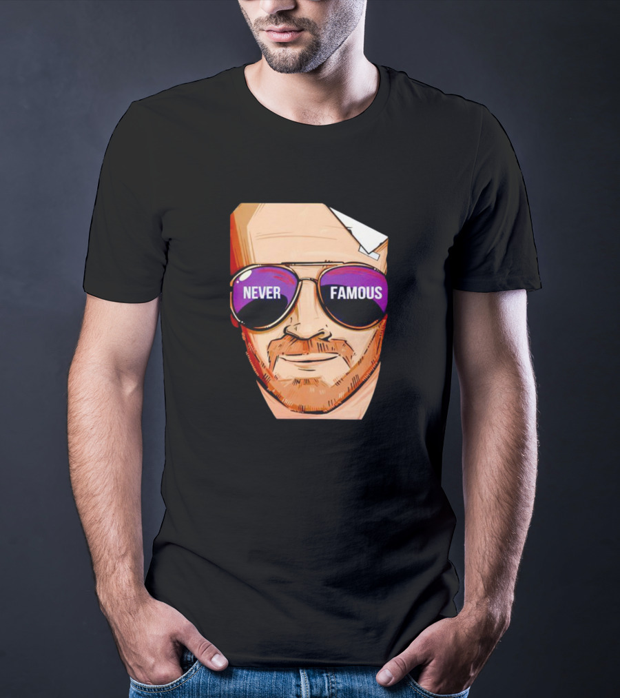 Never Famous Sunglasses Face Artwork Reflection T-Shirt