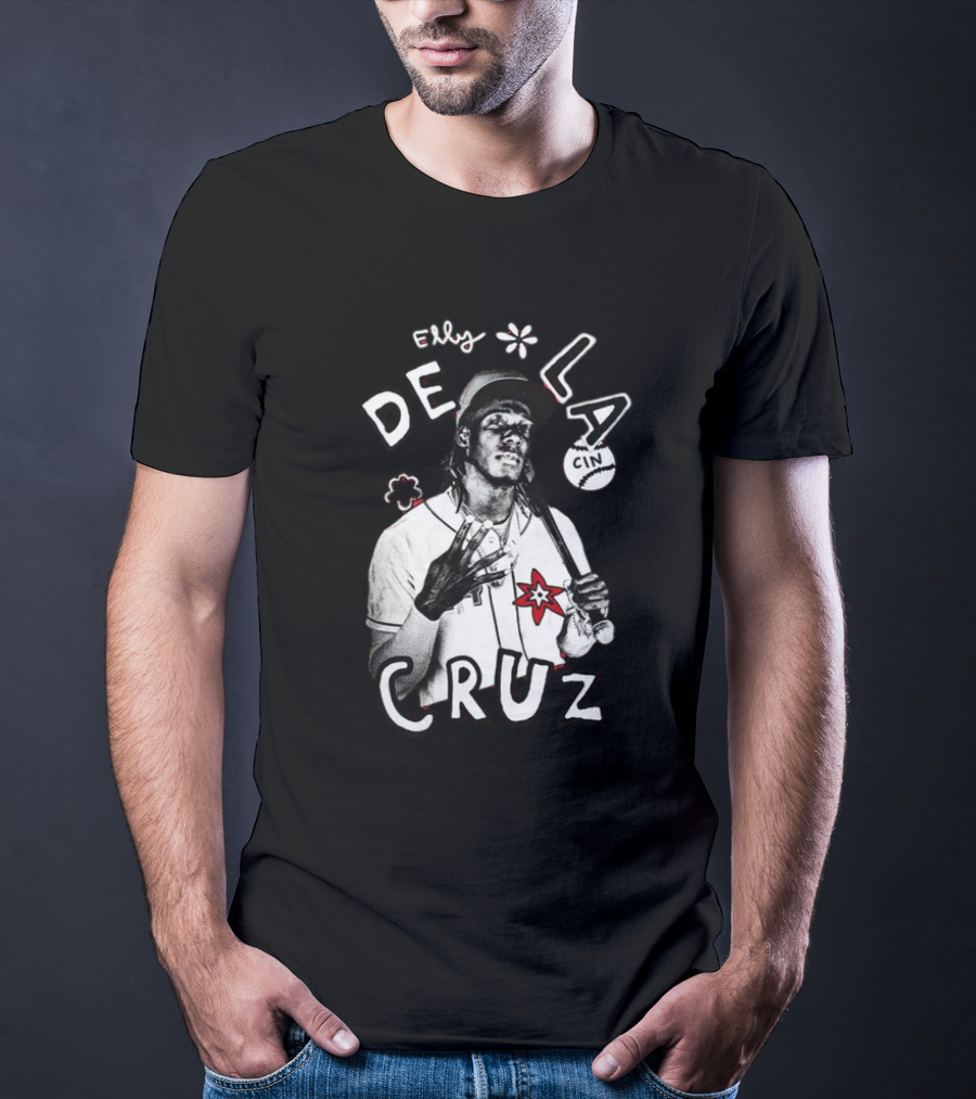 Elly De La Cruz Baseball Star Hand Sign Art By Cincyshirts Mlbpa T-Shirt