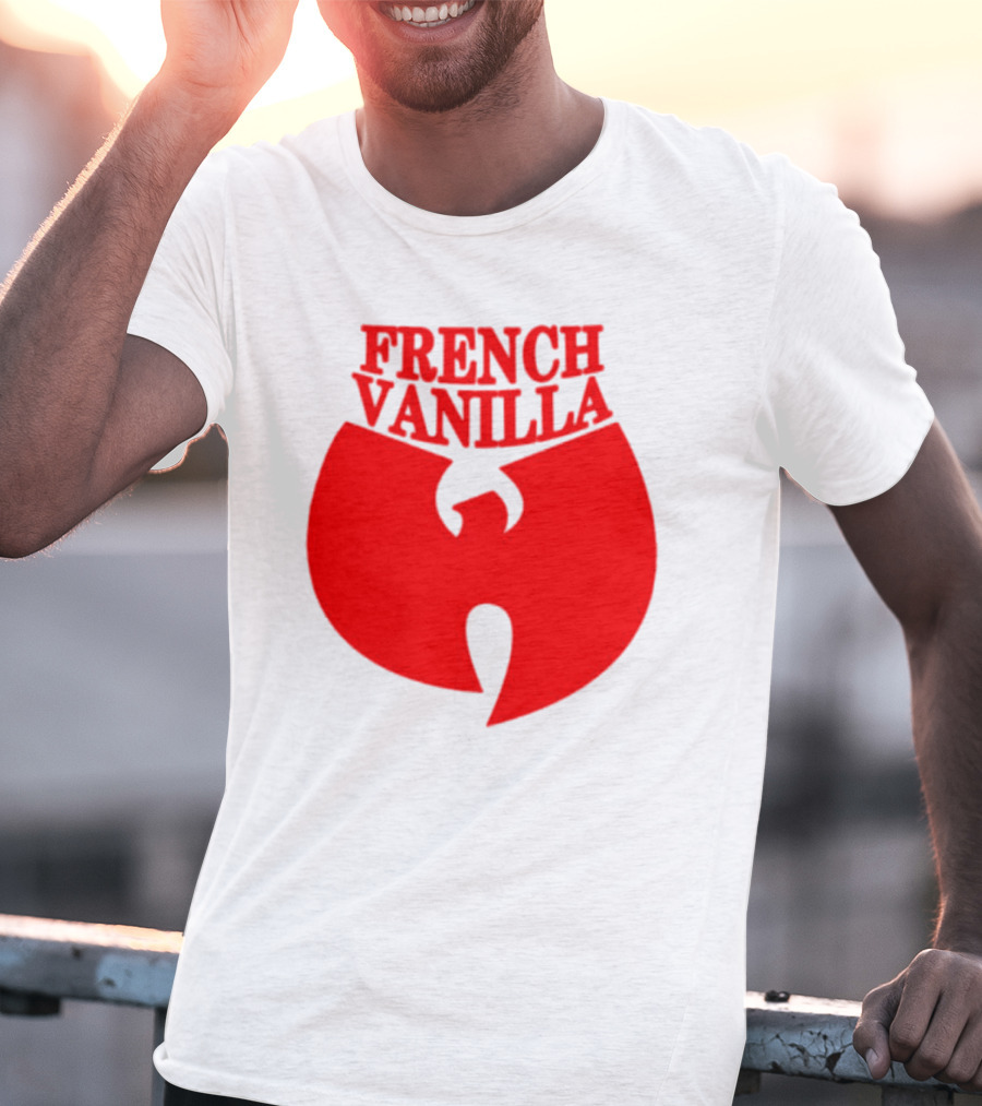 French Vanilla Wutang Logo Red Emblem T-Shirt