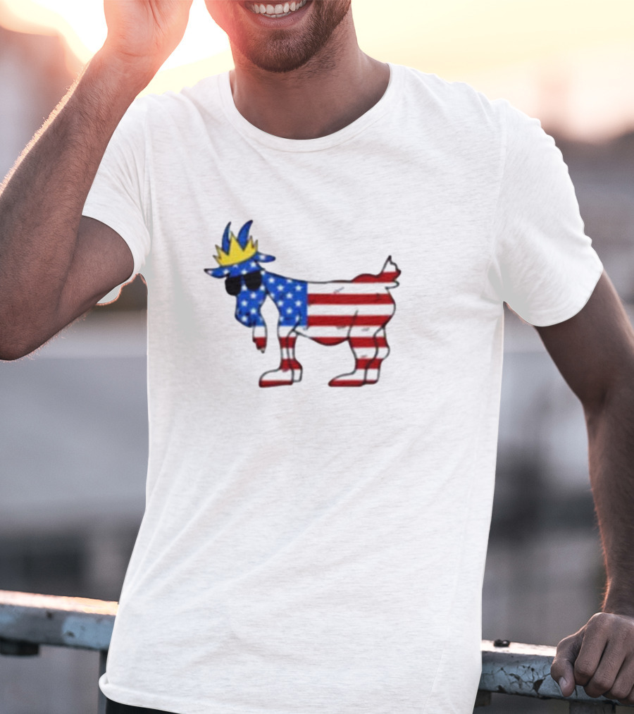 Goat USA Patriotic Stars And Stripes Crown T-Shirt