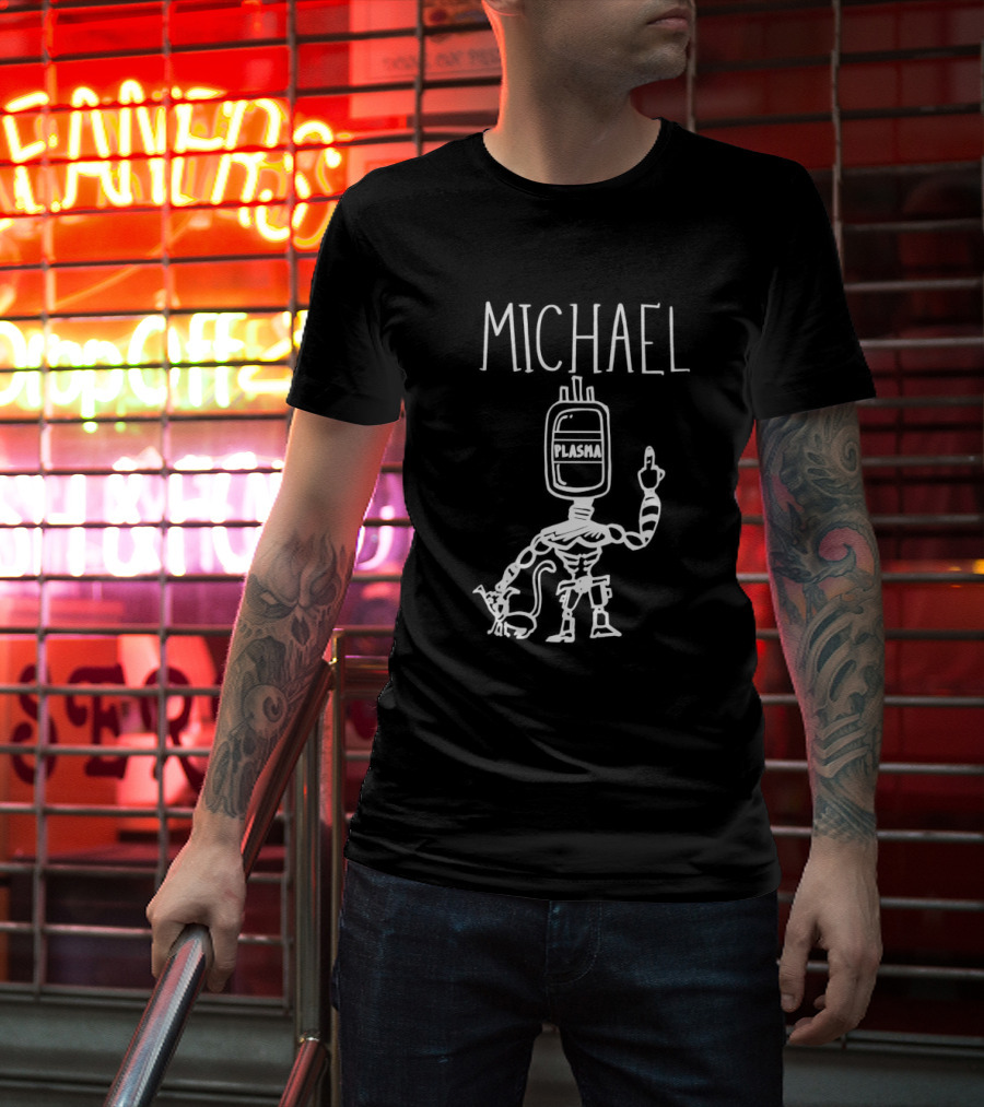 Michael Robot Plasma Figure With Cat T-Shirt