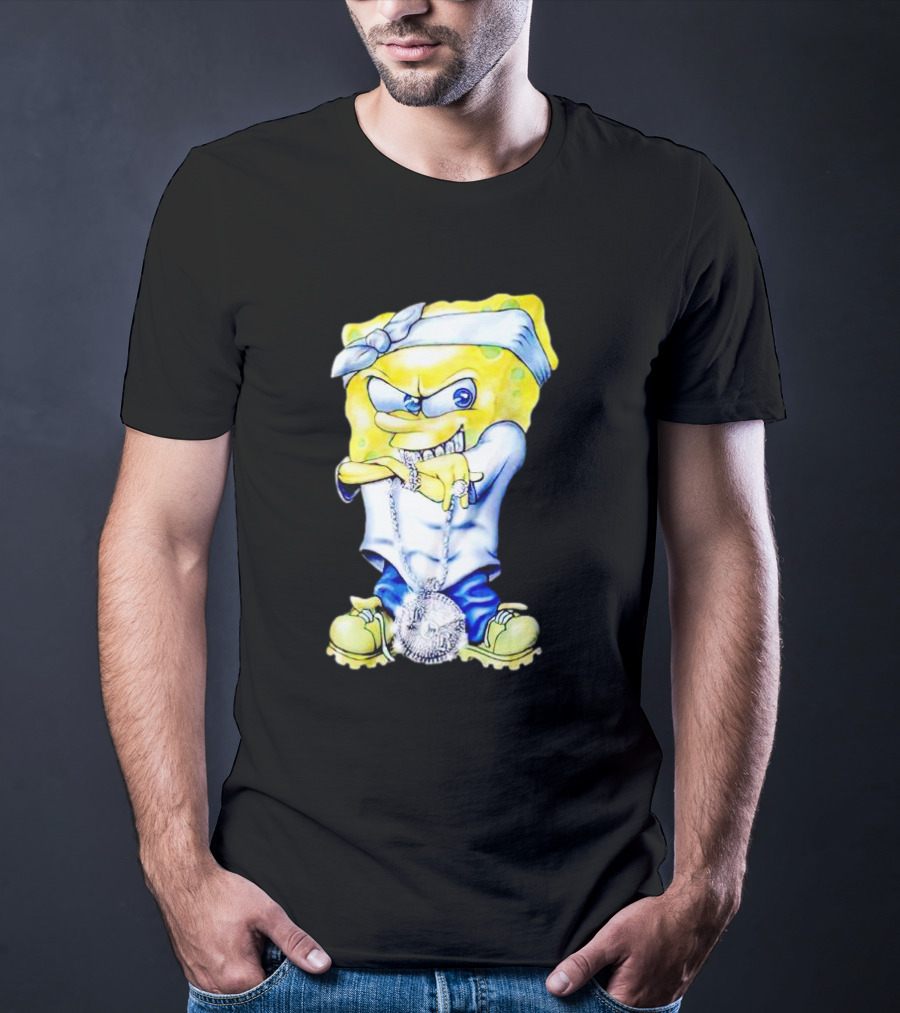 Thug Spongebob Squarepants With Bandana And Bling Necklace T-Shirt