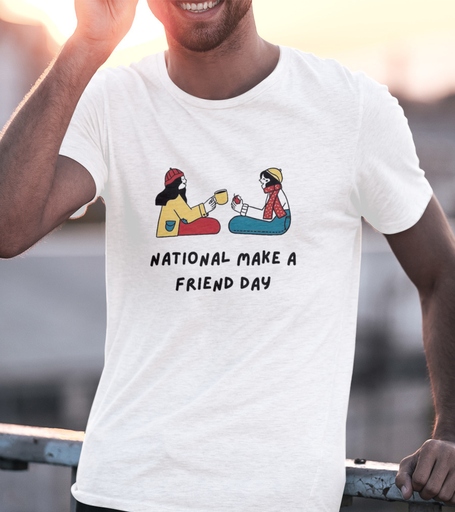 National Make A Friend Day Cozy Winter Scene T-Shirt
