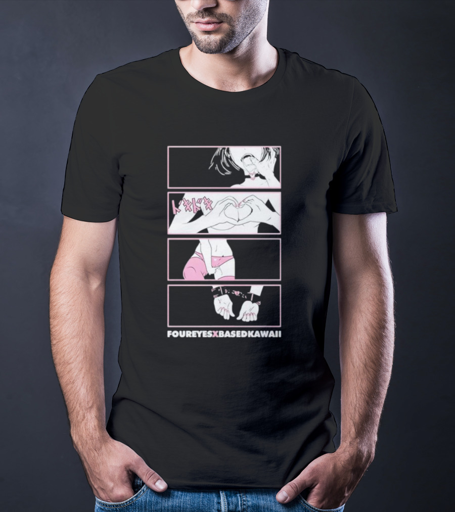 FOUREYES X BASED KAWAII TOKIDOKI HAND HEART PINK AESTHETIC T-Shirt