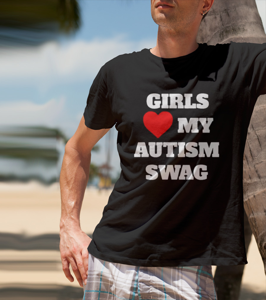 GIRLS LOVE HEART MY AUTISM SWAG T-Shirt