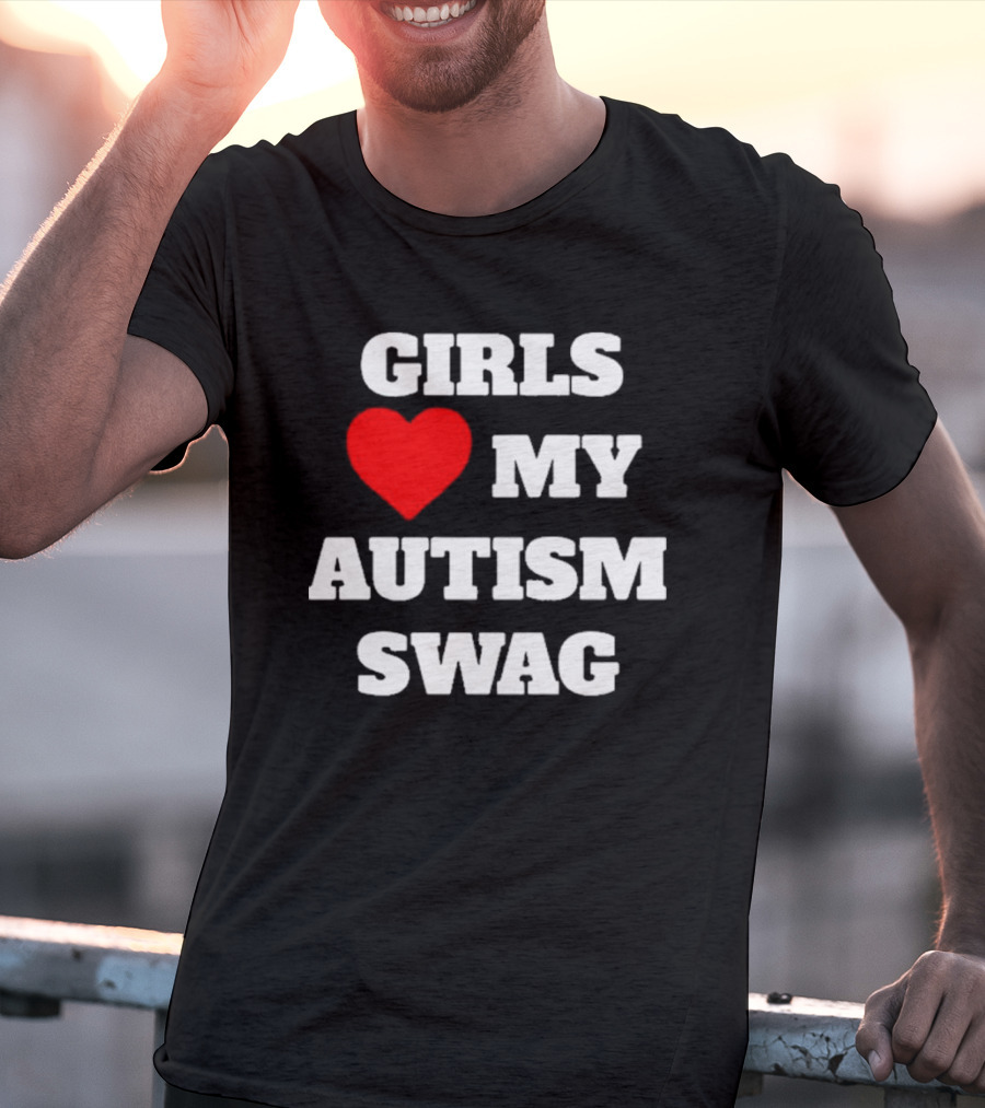 GIRLS LOVE HEART MY AUTISM SWAG T-Shirt