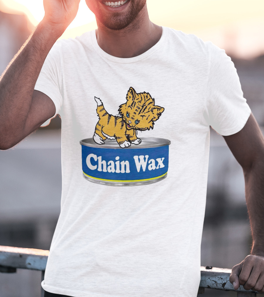 Cat Chain Wax Cute Kitten On Tin T-Shirt