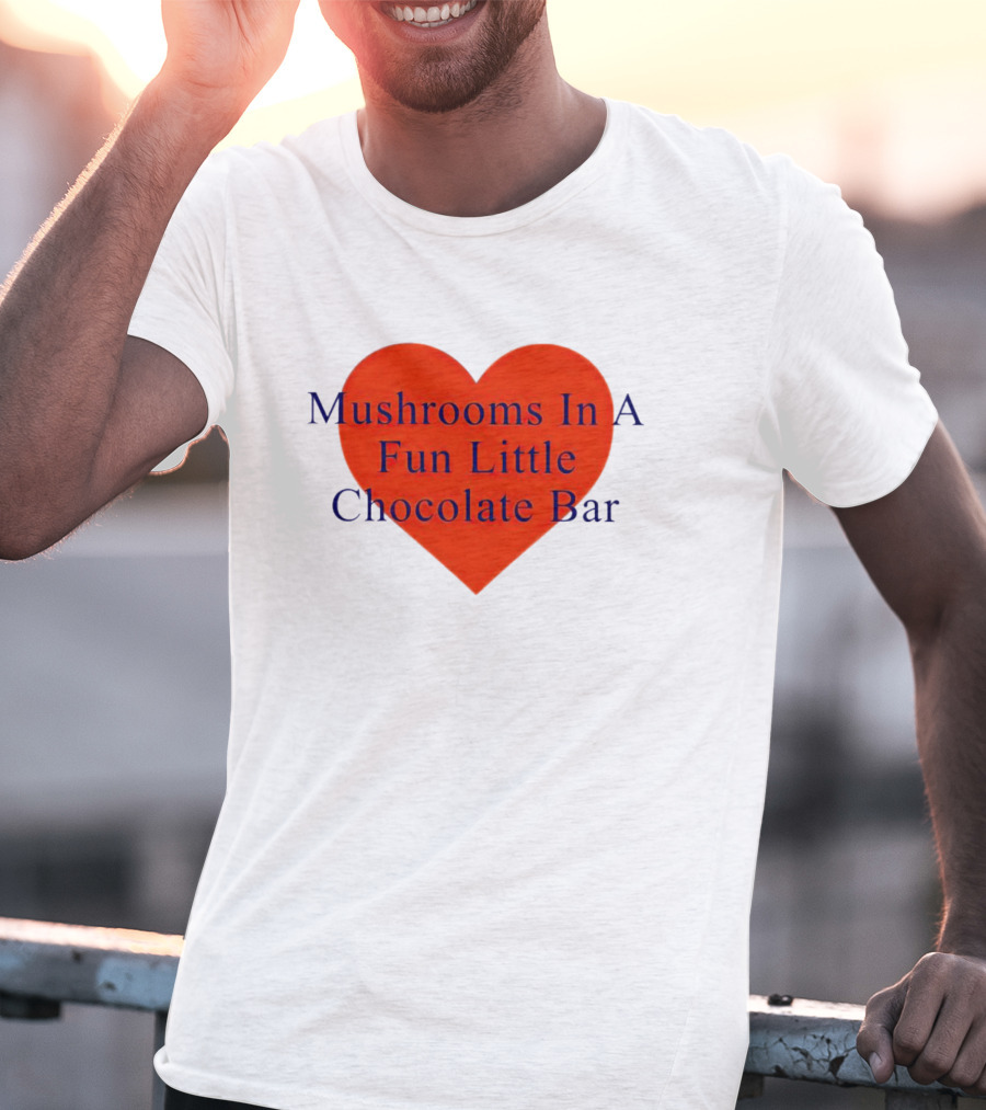 Mushrooms In A Fun Little Chocolate Bar Red Heart T-Shirt
