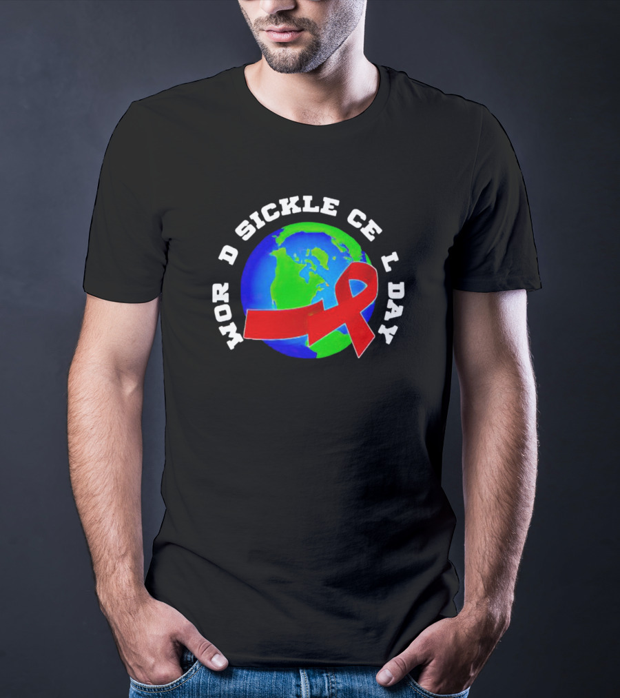 World Sickle Cell Day Red Ribbon Earth T-Shirt