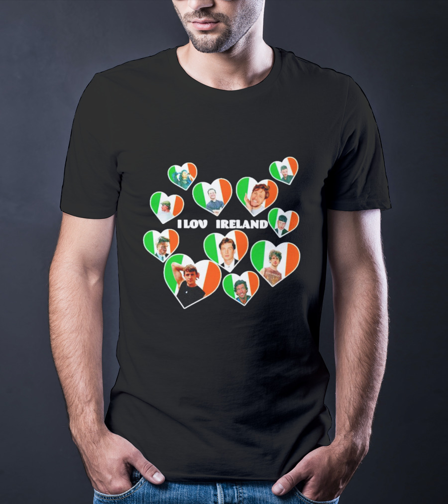 I Love Ireland Irish Flag Hearts T-Shirt