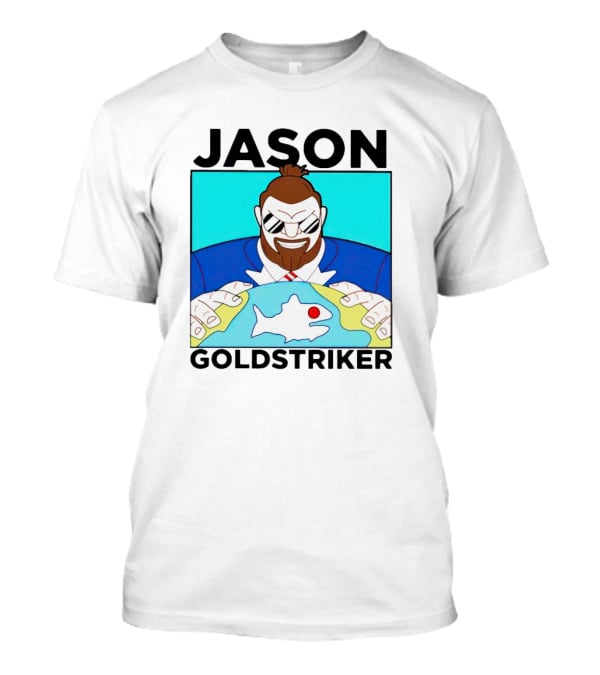 JASON GOLDSTRIKER Bold Character Holding Map With Red Marker T-Shirt