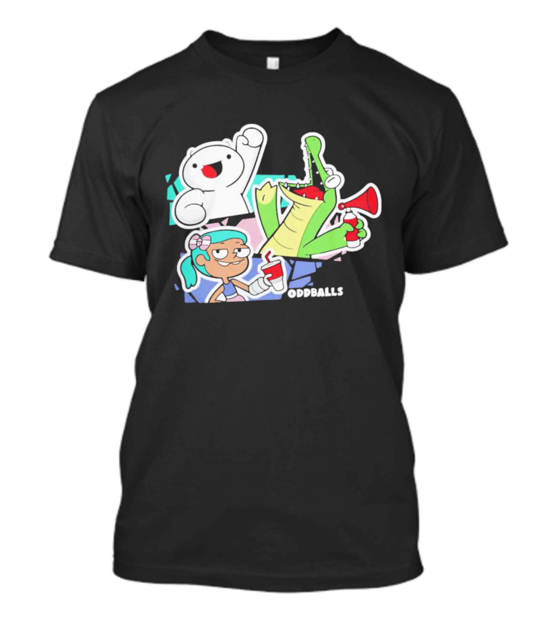 Odd1sout Oddballs Cartoon Trio With Crocodile And Drink T-Shirt