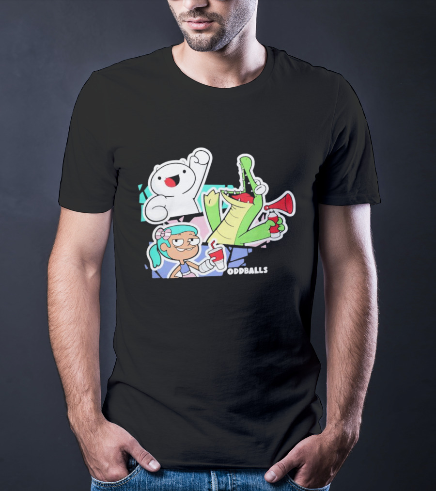 Odd1sout Oddballs Cartoon Trio With Crocodile And Drink T-Shirt