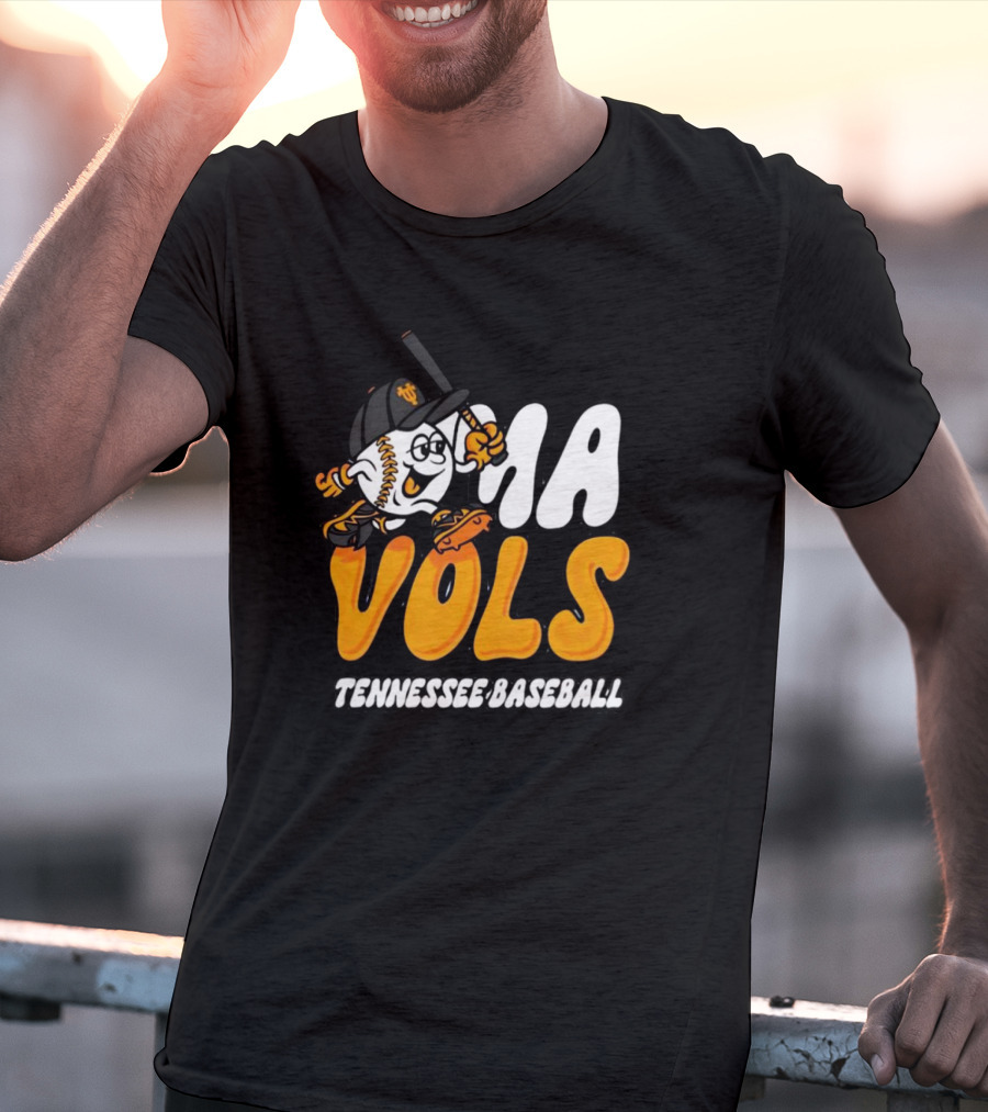 Omavols Tennessee Baseball Vols Mascot Icon With Bat And Glove T-Shirt