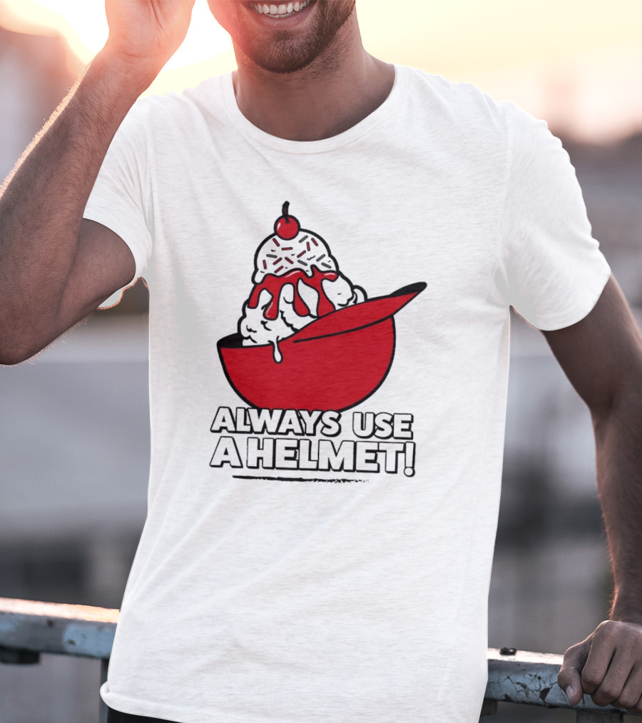Cincinnati Reds Ice Cream Always Use A Helmet T-Shirt