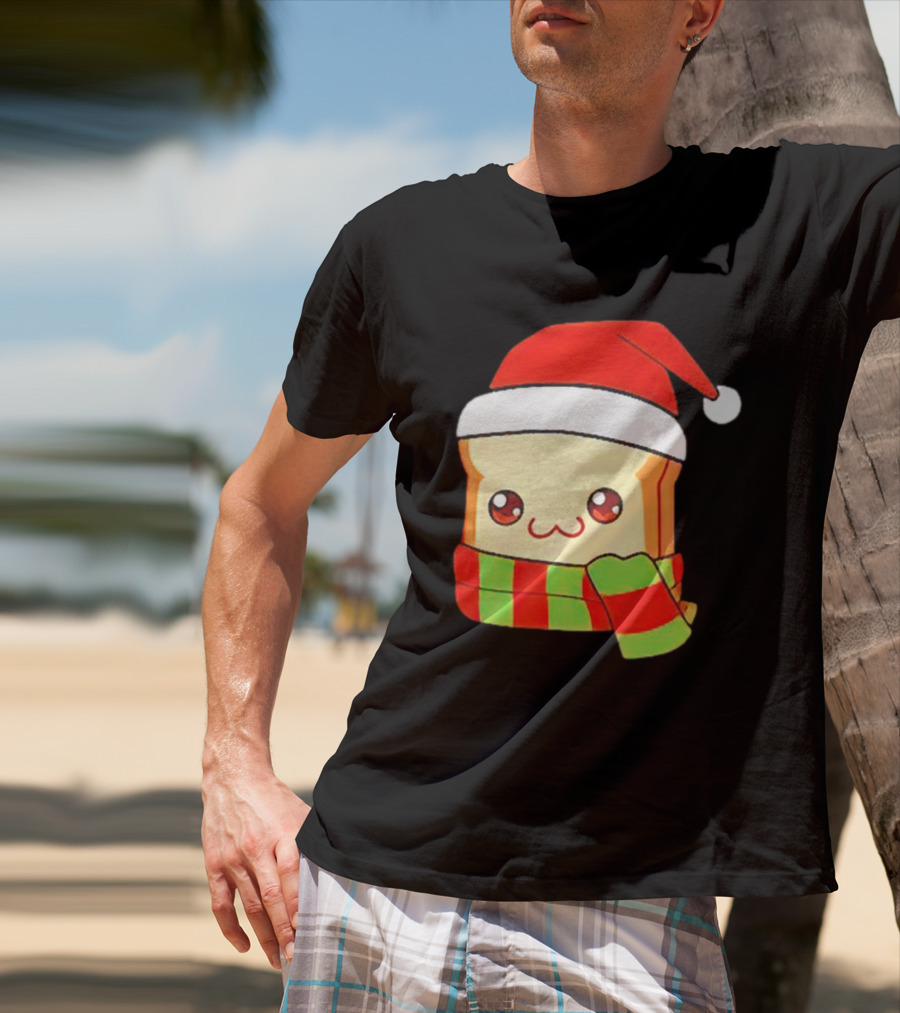 Bundled Bread Christmas Santa Toast Scarf T-Shirt