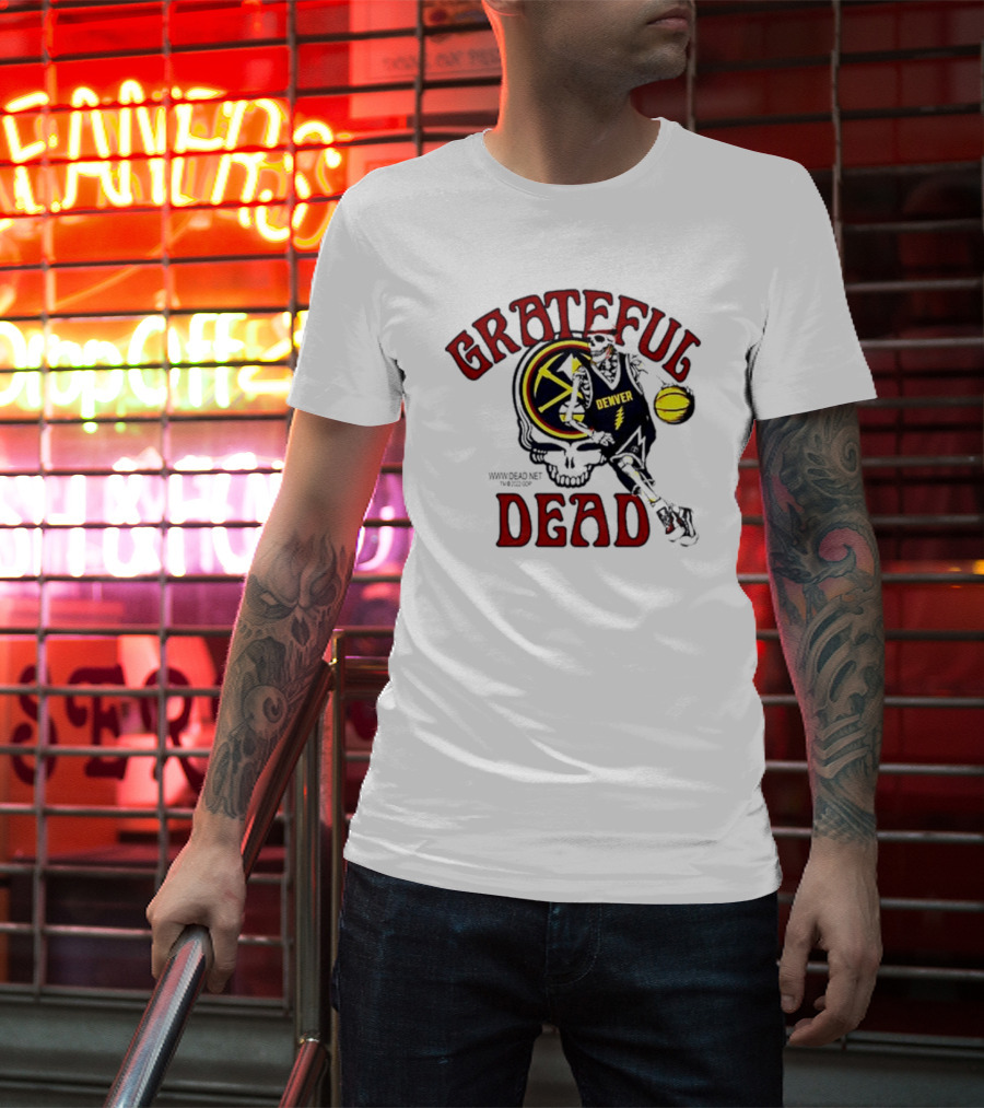 Grateful Dead Denver Nuggets Basketball Skull Skeleton T-Shirt