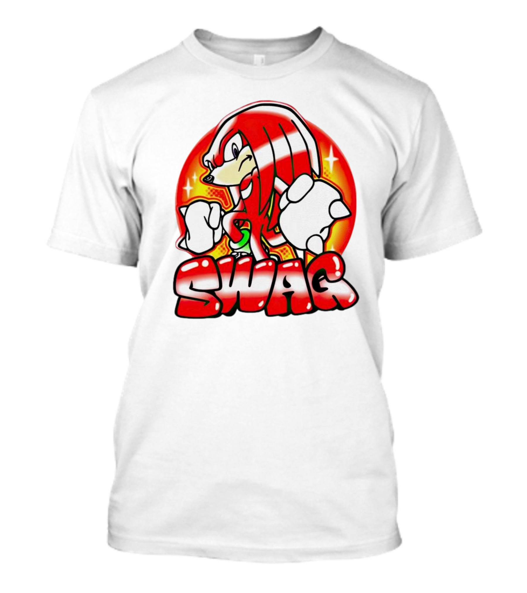 Knuckles Swag With Red Logo And Bold Cartoon T-Shirt