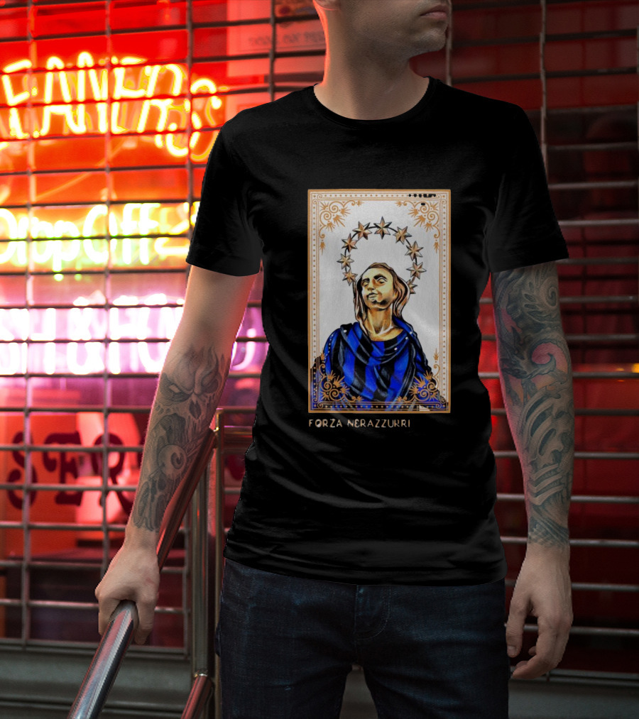 Forza Nerazzurri Madonnina Iconic Blue And Black Halo T-Shirt