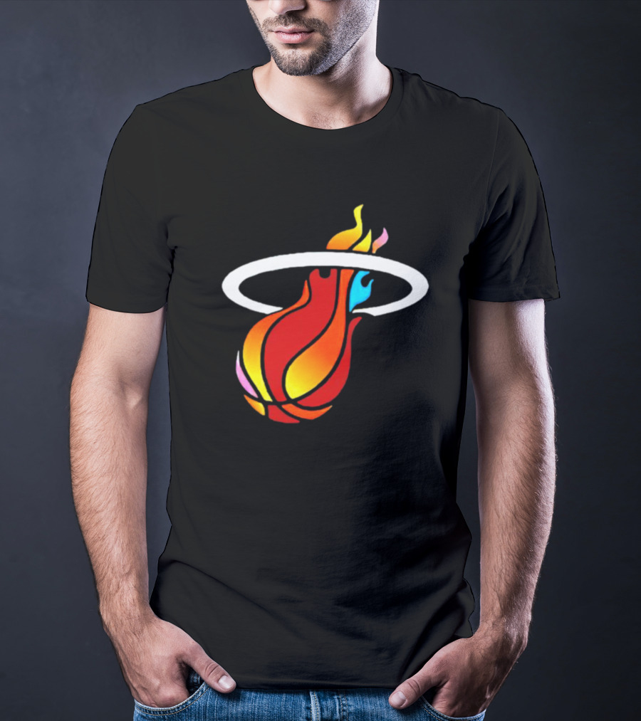 Miami Heat Basketball Flame Icon Mashup T-Shirt