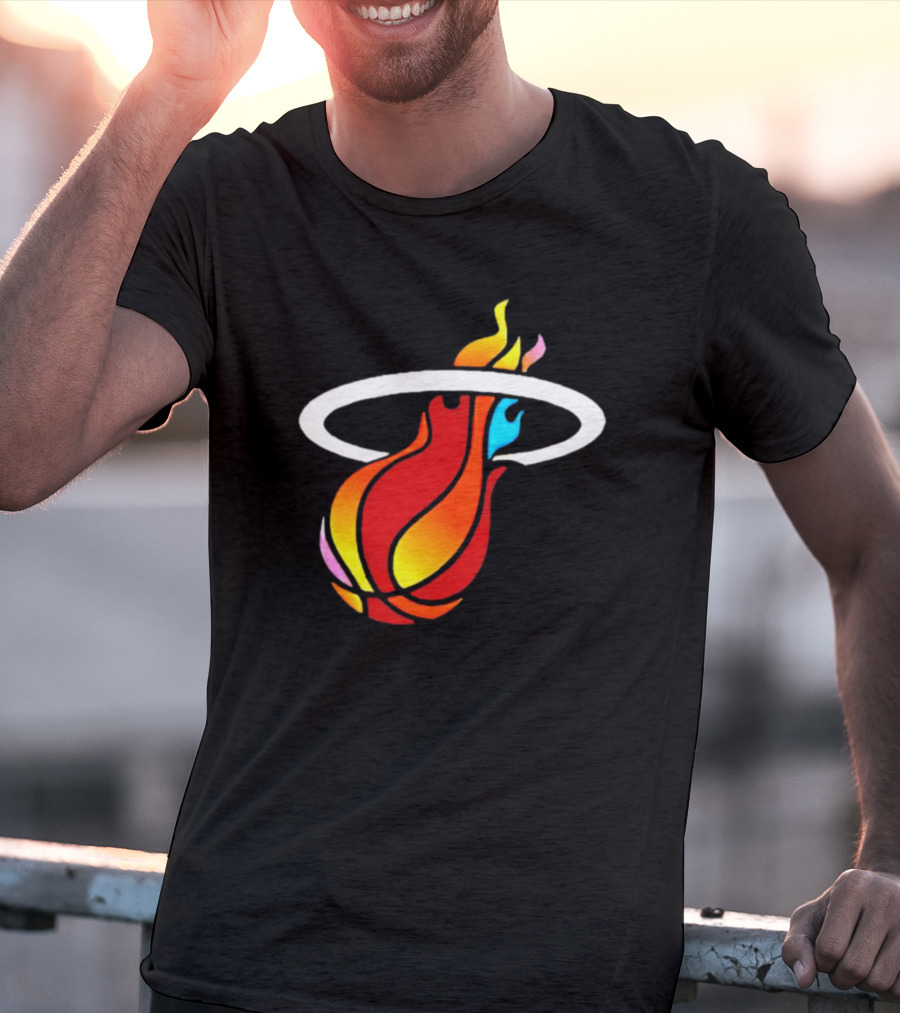 Miami Heat Basketball Flame Icon Mashup T-Shirt