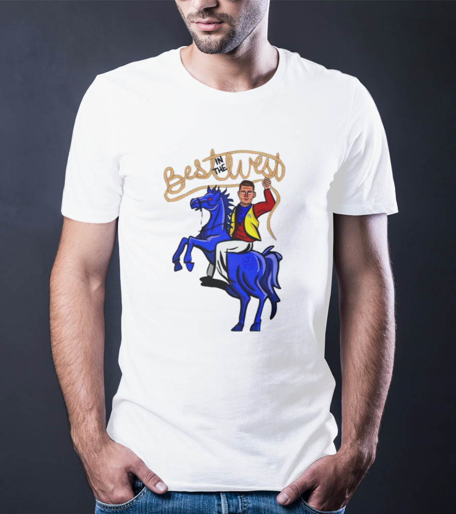 Best West Nikola Jokic Riding Blue Horse T-Shirt