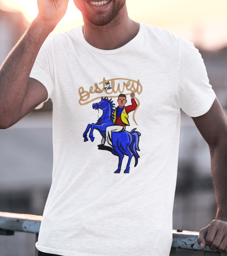 Best West Nikola Jokic Riding Blue Horse T-Shirt