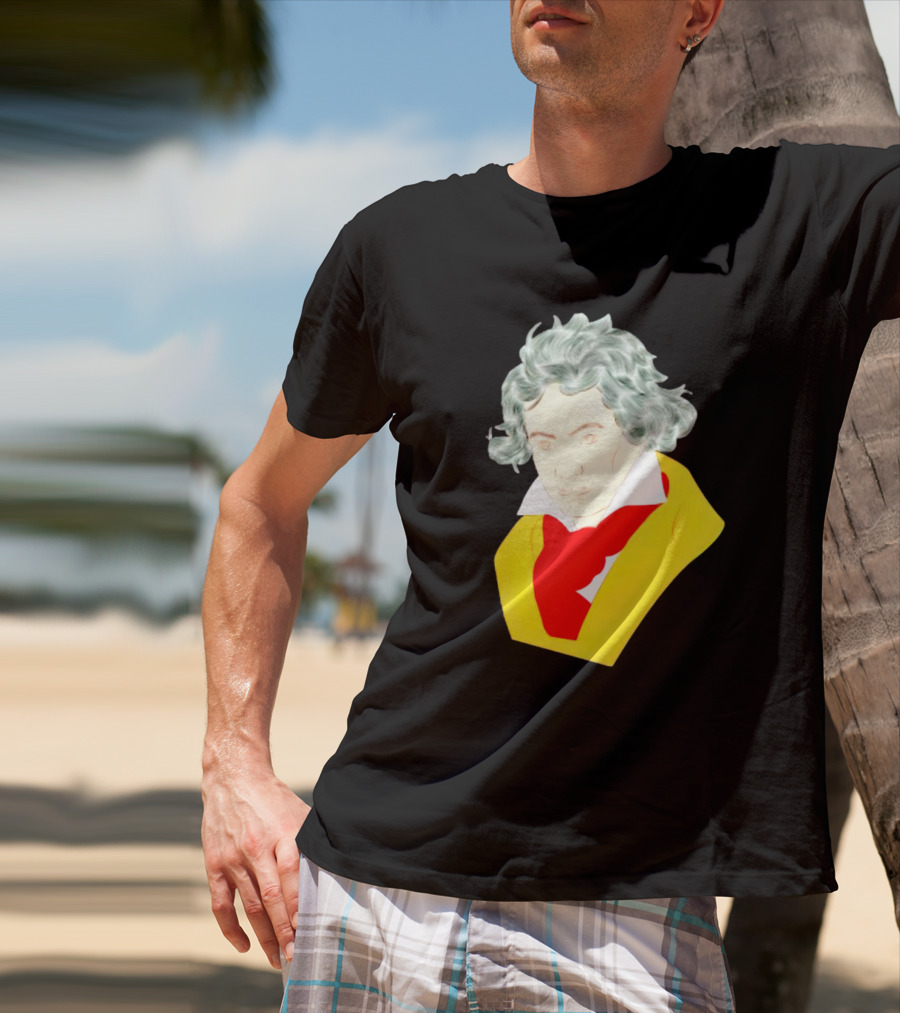 Ludwig Van Beethoven Colorful Portrait In Yellow And Red T-Shirt
