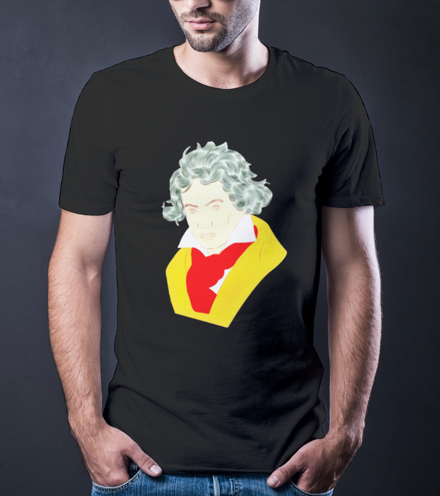 Ludwig Van Beethoven Colorful Portrait In Yellow And Red T-Shirt
