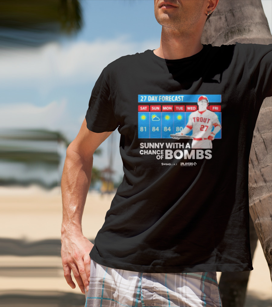Trout 27 Day Forecast Sunny With A Chance Of Bombs Players Swing T-Shirt