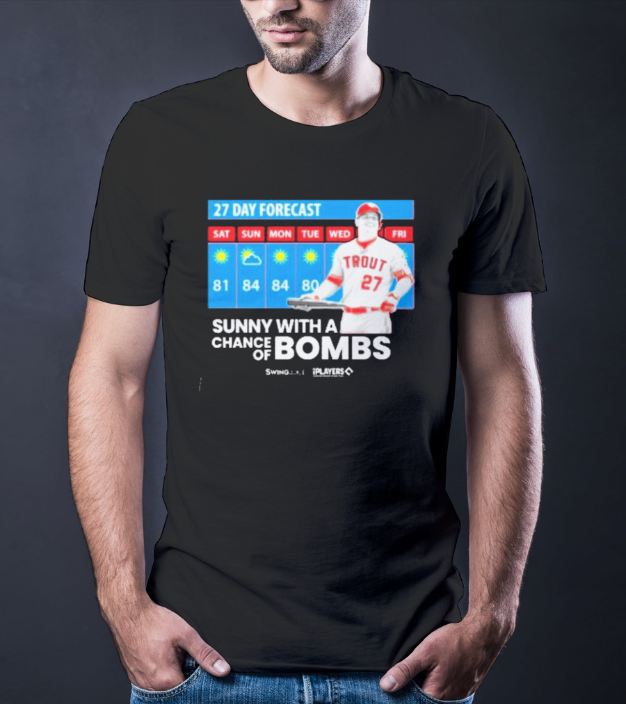 Trout 27 Day Forecast Sunny With A Chance Of Bombs Players Swing T-Shirt