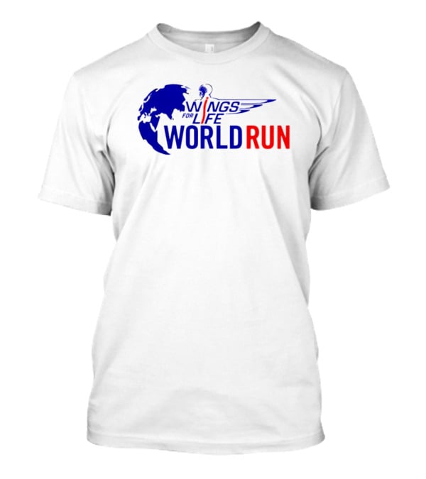 Wings For Life World Run Blue And Red Globe And Wings T-Shirt