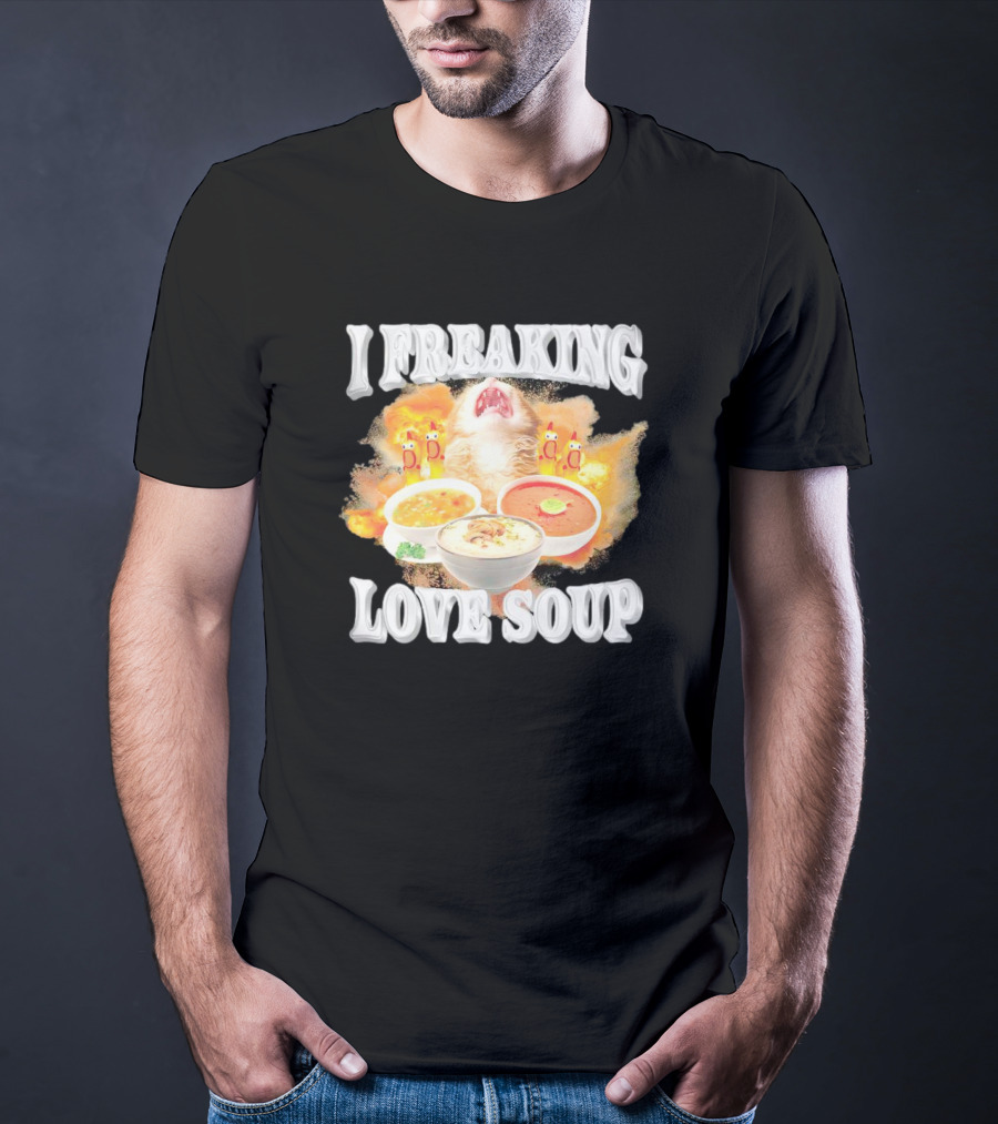 I Freaking Love Soup Cat With Various Bowls And Owls T-Shirt