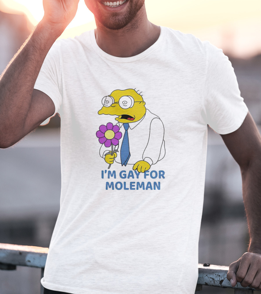 I'm Gay For Moleman Holding Purple Flower T-Shirt