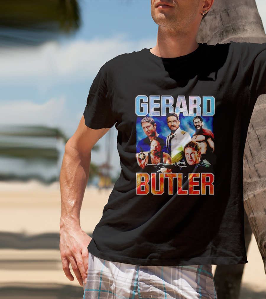 GERARD BUTLER COLLAGE BLACK T-Shirt