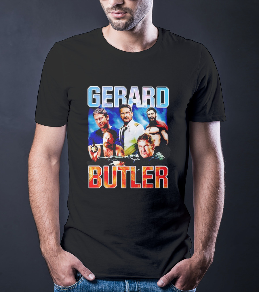 GERARD BUTLER COLLAGE BLACK T-Shirt
