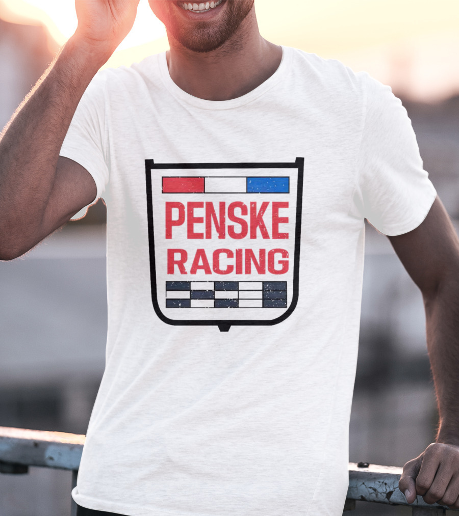 Penske Racing Red Blue Distressed Shield Emblem T-Shirt
