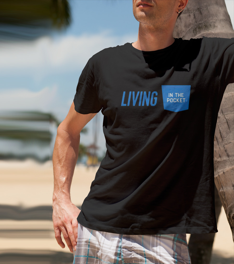 Aaron Donald 99 Living In The Pocket Blue Text T-Shirt