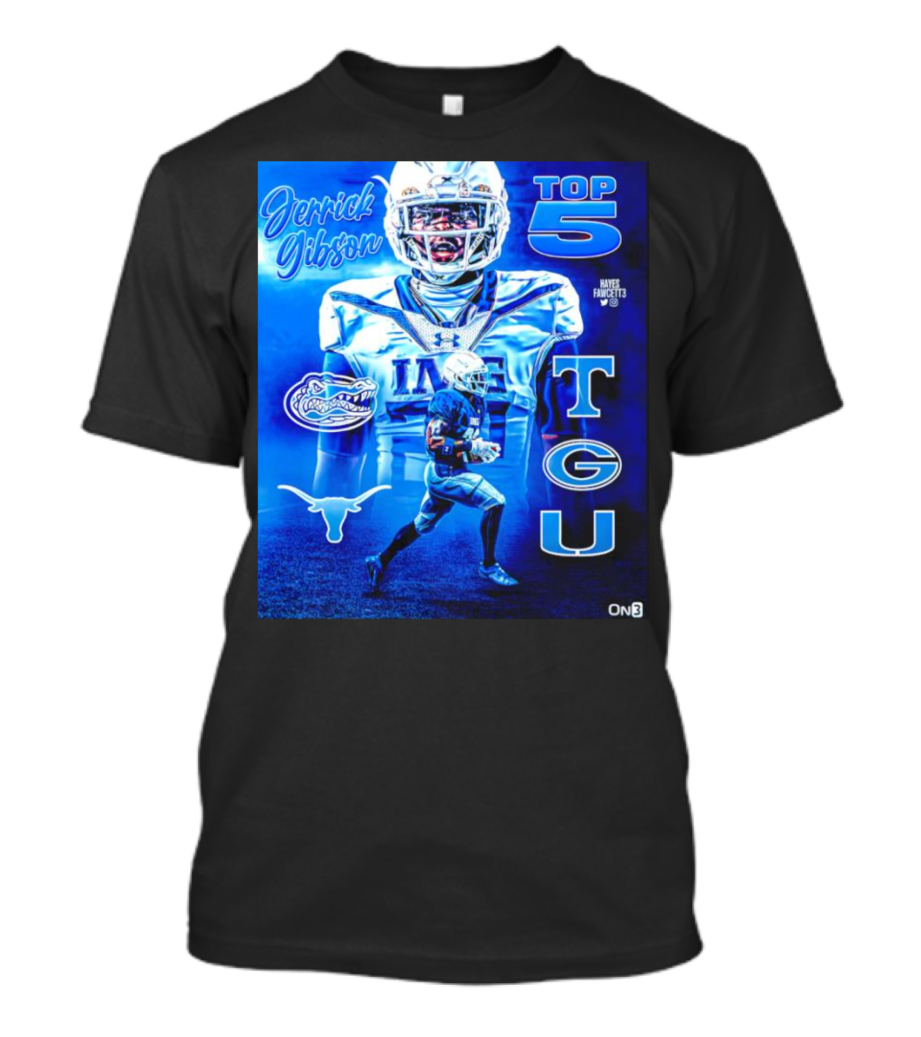 Jerrick Gibson Top 5 Schools With TCU And Florida Gators Football T-Shirt