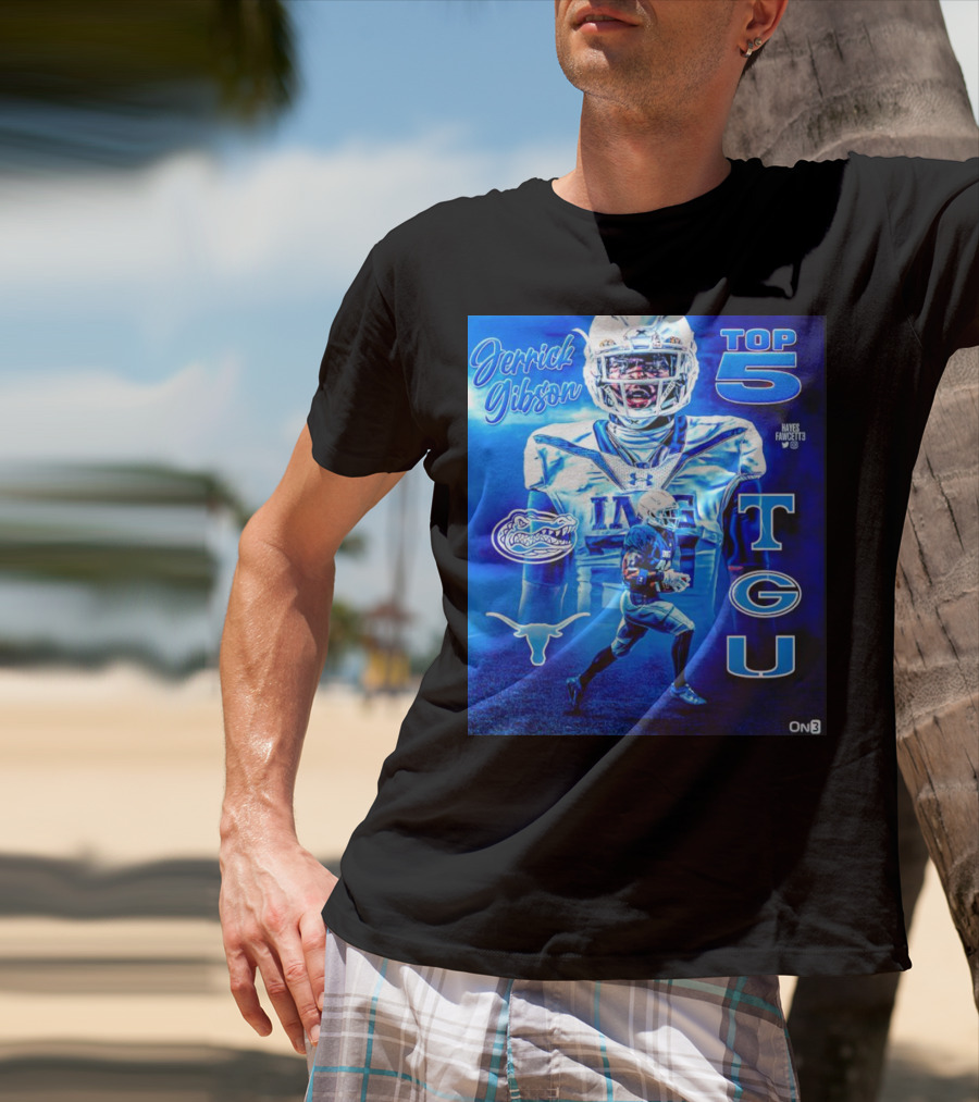 Jerrick Gibson Top 5 Schools With TCU And Florida Gators Football T-Shirt