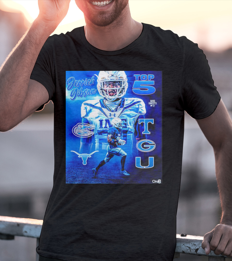 Jerrick Gibson Top 5 Schools With TCU And Florida Gators Football T-Shirt