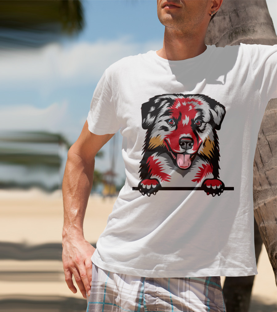 Dog Australian Shepherd Colorful T-Shirt