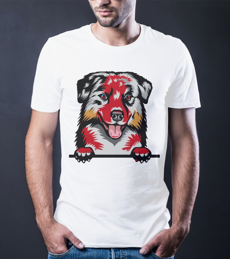 Dog Australian Shepherd Colorful T-Shirt